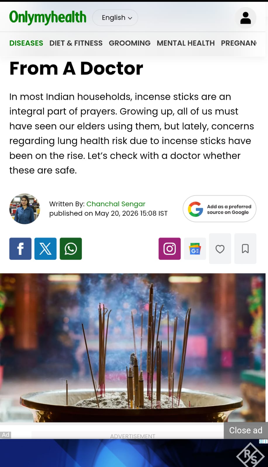 Can Incense Sticks Cause Lung Cancer? Let’s Know From A Doctor