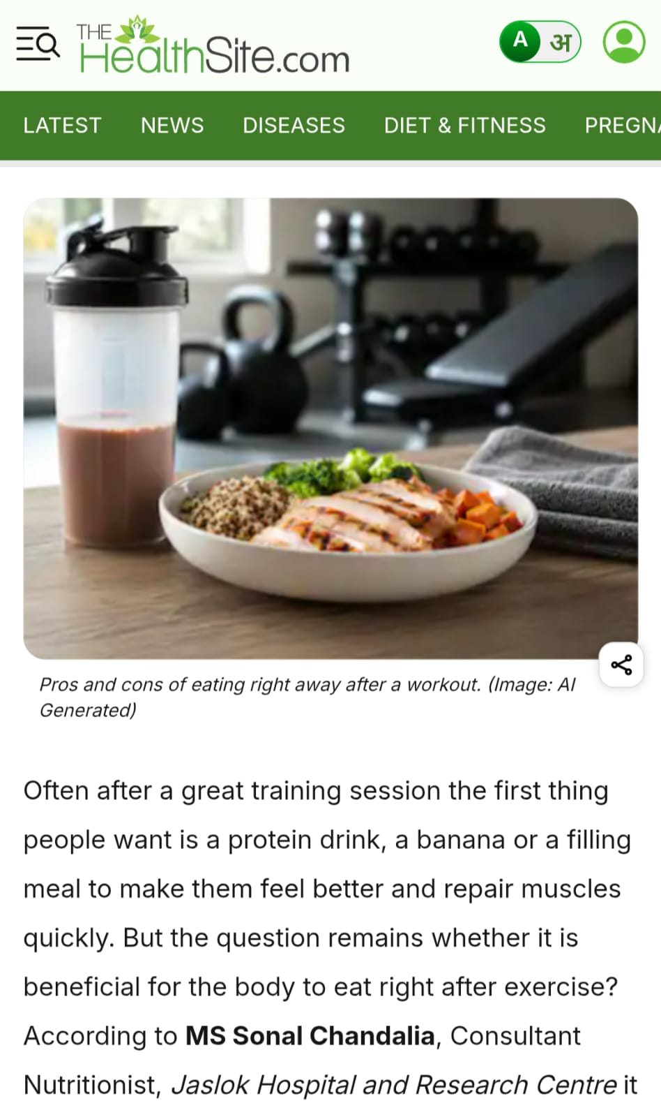 Is eating right away after a workout good for your body? Here’s the answer
