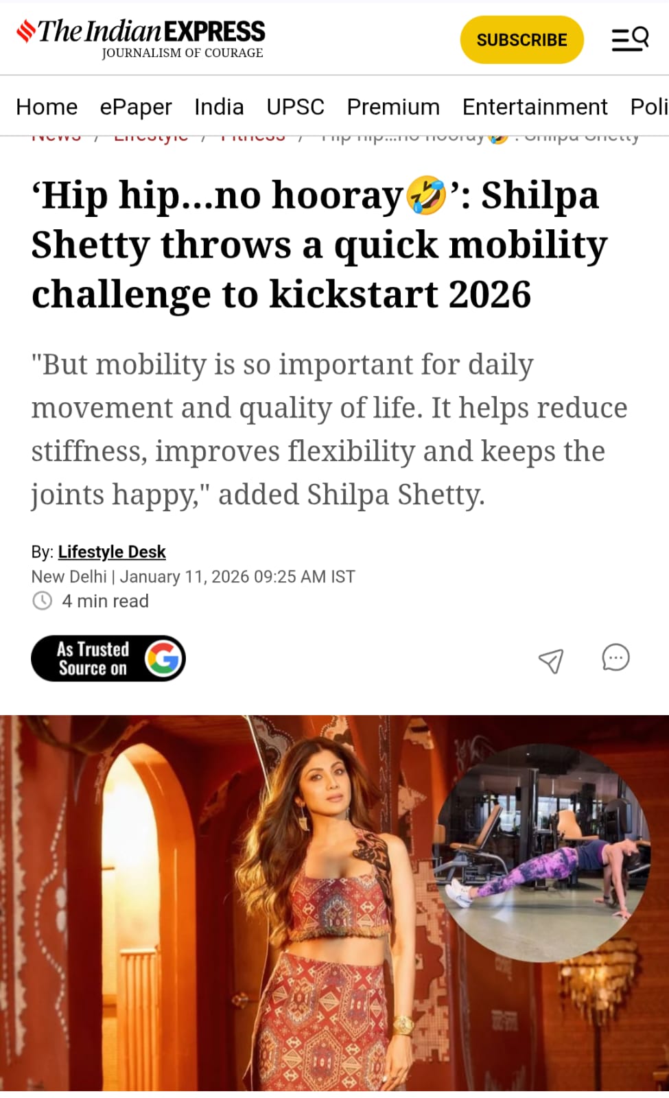Hip hip…no hooray????’: Shilpa Shetty throws a quick mobility challenge to kickstart 2026
