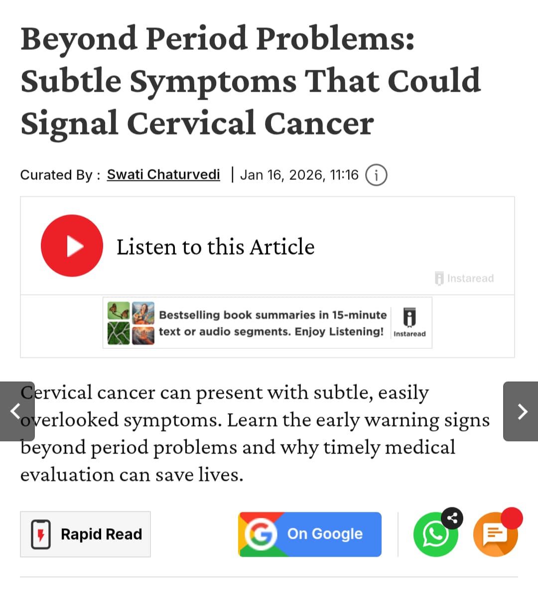 Beyond Period Problems: Subtle Symptoms That Could Signal Cervical Cancer