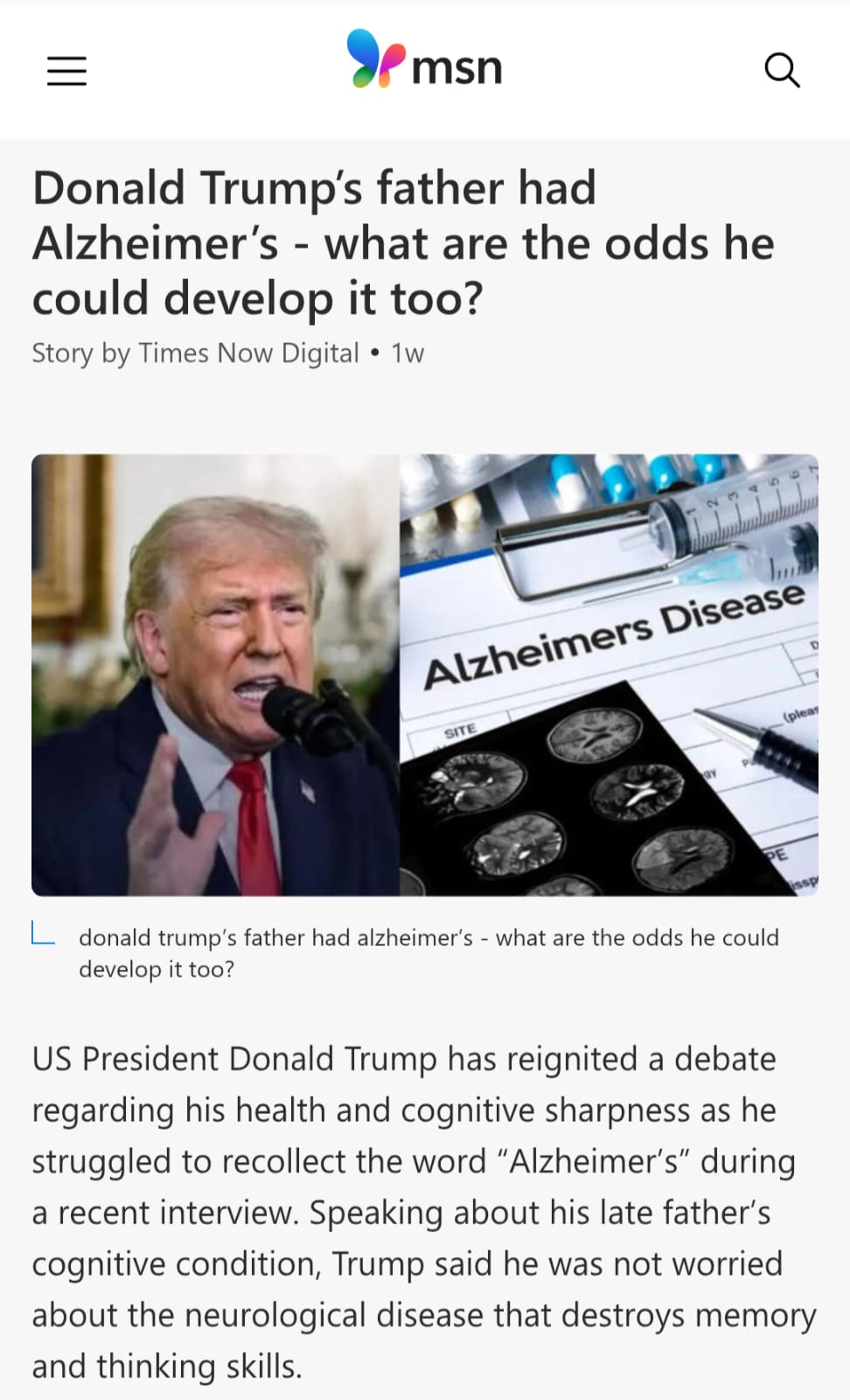 Donald Trump’s father had Alzheimer’s - what are the odds he could develop it too?