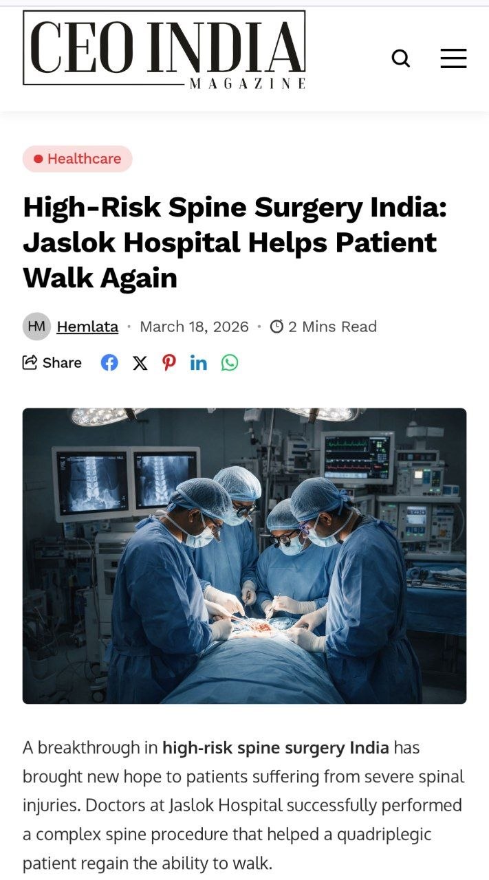 High-Risk Spine Surgery India: Jaslok Hospital Helps Patient Walk Again