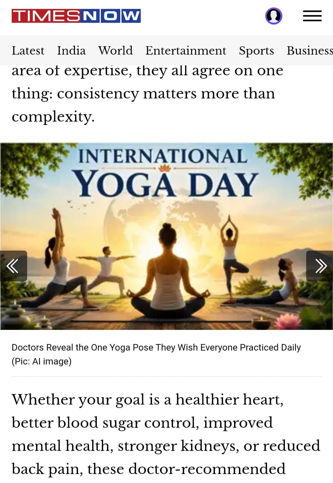 International Yoga Day 2026: Doctors Reveal the One Yoga Pose They Wish Everyone Practiced Daily
