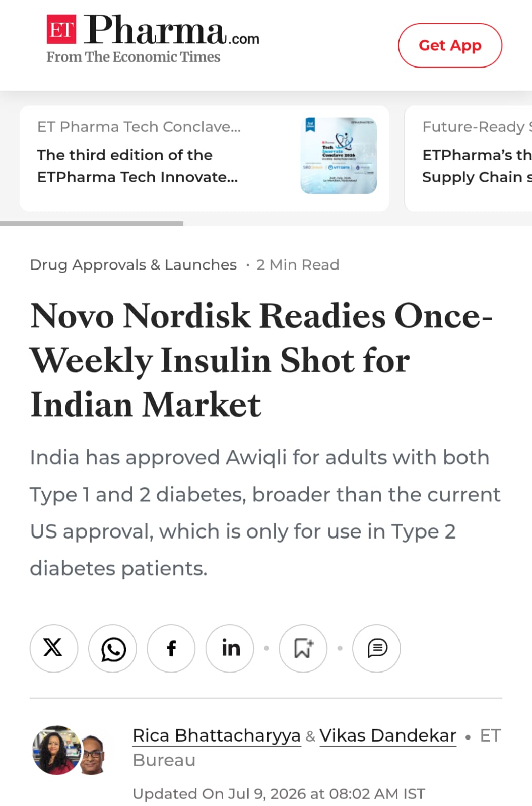 Novo Nordisk Readies Once-Weekly Insulin Shot for Indian Market